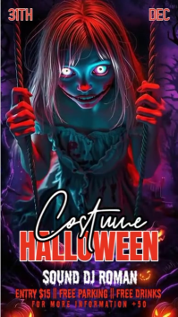 Purple Joyful Halloween Costume Party Flyer Instagram Reel template