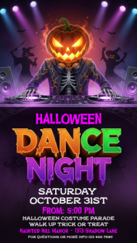 Purple Halloween Dance Night Instagram Story Template
