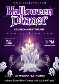 Purple Halloween Dinner A3 Template