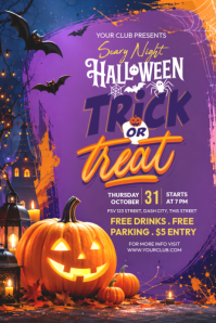 Ungu Halloween Party Banner 4 x 6 fod Template