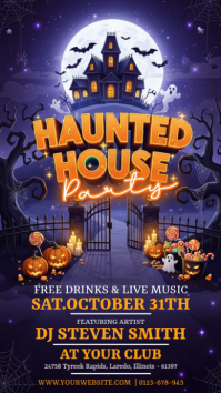 Morado Halloween Haunted House Party เรื่องราวบน Instagram Template