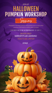 Purple Halloween Pumpkin Workshop Instagram Story Template