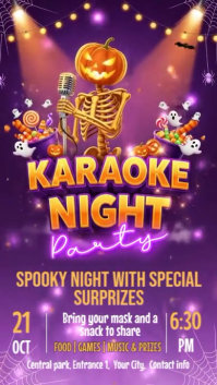 Purple Joyful Halloween Karaoke Night Party Instagram Story template