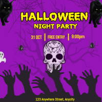 Purple Halloween Night Party Wpis na Instagrama Template