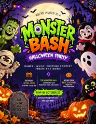 Purple Halloween Party Flyer Template