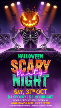 Purple Halloween Party เรื่องราวบน Instagram Template