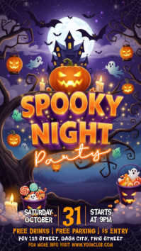 Purple Halloween Party เรื่องราวบน Instagram Template
