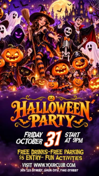 Purple Halloween Party История на Instagram Template
