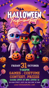 Purple Halloween Party Instagram na Kuwento Template