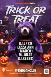 Purple Halloween Party Poster Template
