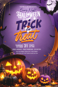 Purple Halloween Party Póster Template