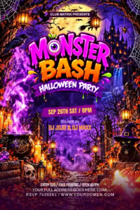 Violet Halloween Party Poster Template