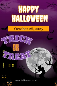 Purple Joyful Halloween Poster (3) template