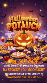 Purple Joyful Halloween Potluck Instagram Story template