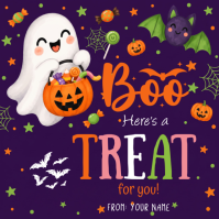 Purple Halloween Treat Vierkant Template