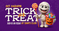 Fioletowy Halloween Trick or Treat Event Facebook 共享图片 Template