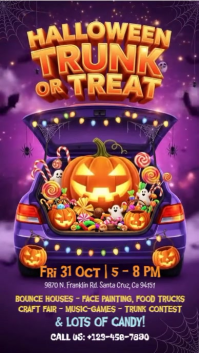 Purple Joyful Halloween Trunk Or Treat Instagram Story template
