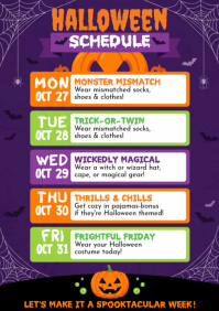 Paars Halloween Week Schedule A4 Template