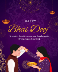 Purple Joyful Happy Bhai Dooj  Instagram Portrait template
