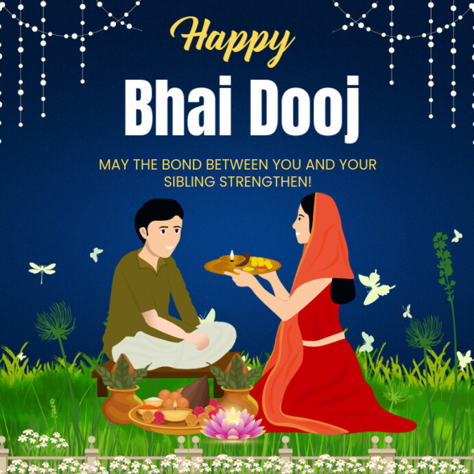 Purple Joyful Happy Bhai Dooj  Instagram Post template
