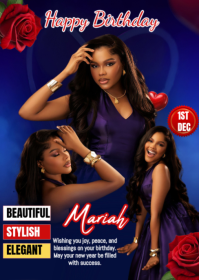 Purple Joyful Happy Birthday  A6 template