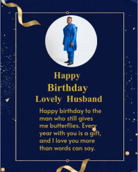Purple Joyful Happy Birthday Husband Instagram Portrait template