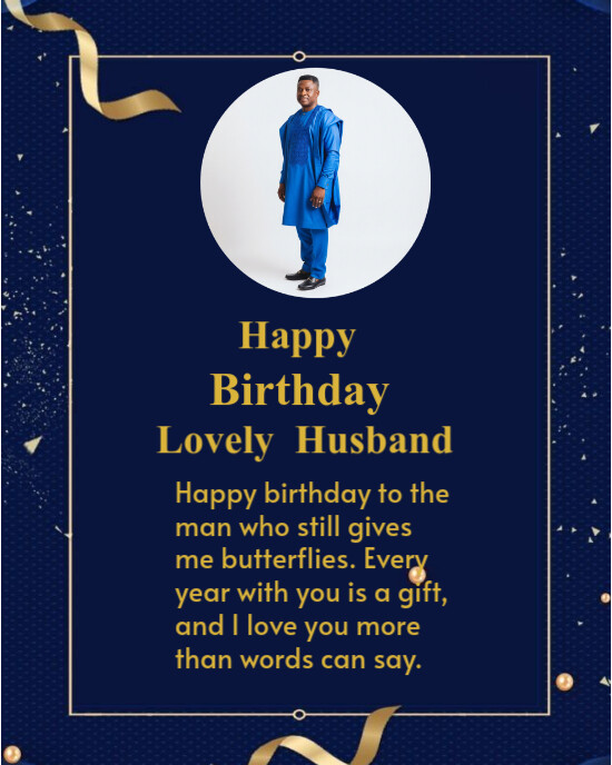 Purple Joyful Happy Birthday Husband Instagram Portrait template