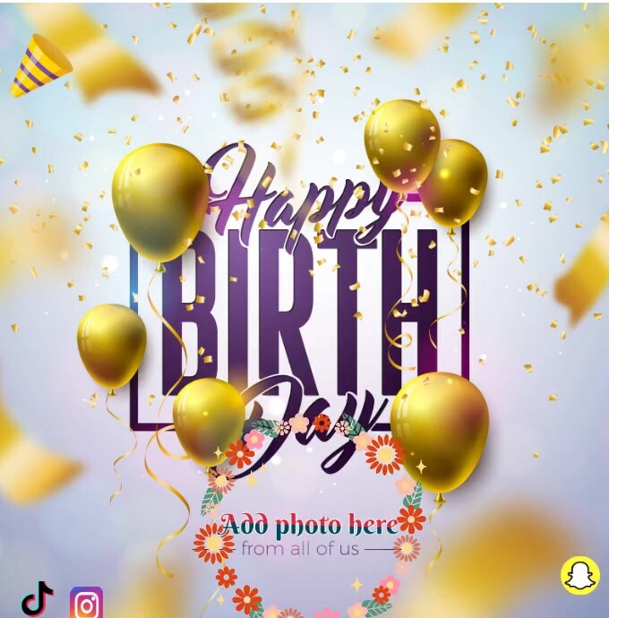 Purple Joyful Happy Birthday Instagram Post Template | PosterMyWall