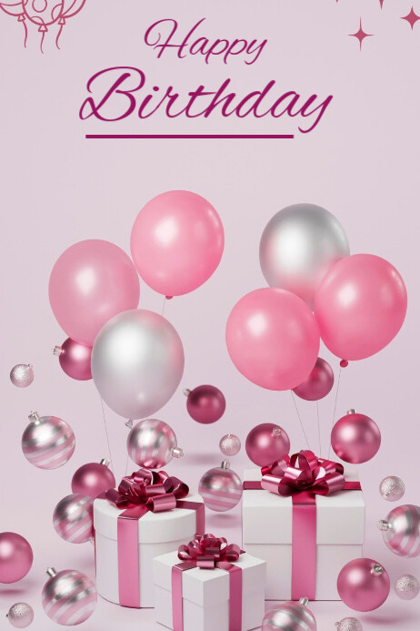 Purple Joyful Happy Birthday  Poster 2024 Cartaz template