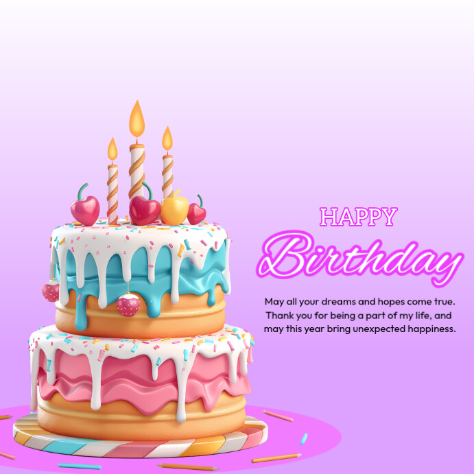 Purple Joyful Happy Birthday Square (1:1) template