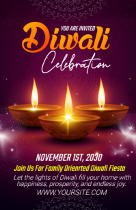 Purple Diwali Invitation Tabloid Template
