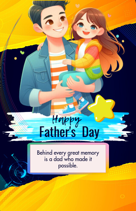 Purple Joyful Happy Father's Day Half Page Wide Meia página larga template