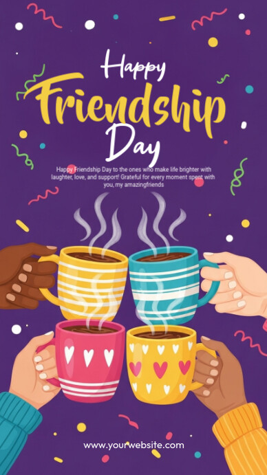 Purple Joyful Happy Friendship Day Instagram Story Instagram-verhaal template