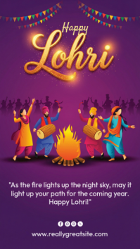 Purple Joyful Happy Lohri Instagram Story template