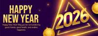 Purple Joyful Happy New Year 2026 Facebook Cover Photo template