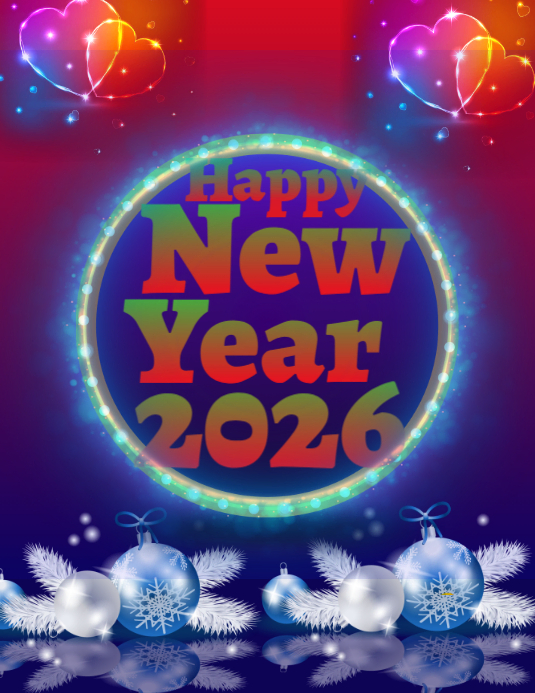 Purple Joyful Happy New Year 2026 Flyer Template | PosterMyWall