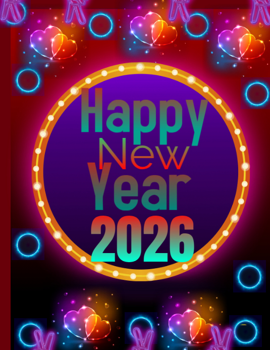 Plantilla de Purple Joyful Happy New Year 2026 Flyer | PosterMyWall