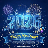 Purple Joyful Happy New Year 2026 Instagram Post template