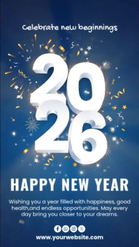 Purple Joyful Happy New Year  Instagram Story template