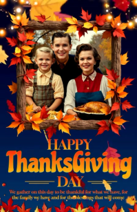 Purple Joyful Happy Thanksgiving Day Tabloid template