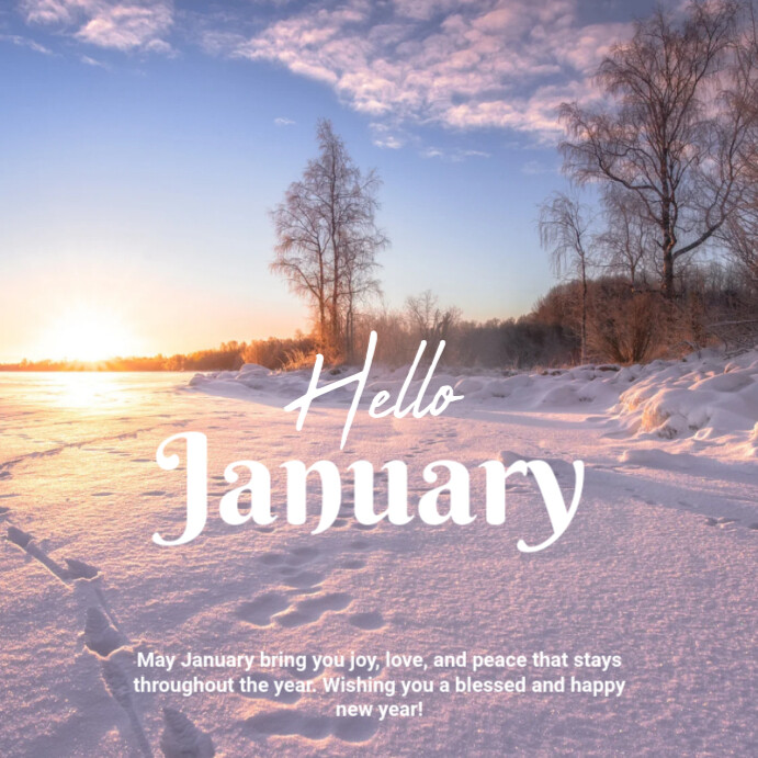 January Posts Purple Joyful Hello January Instagram Post Template | PosterMyWall