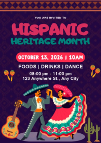 Purple Hispanic Heritage Month Celebration A6 Template