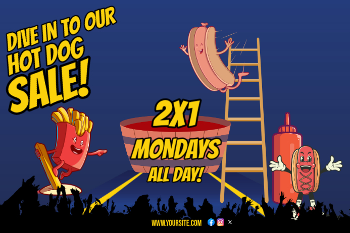 Purple Joyful Hot Dog Sale Poster Template | PosterMyWall