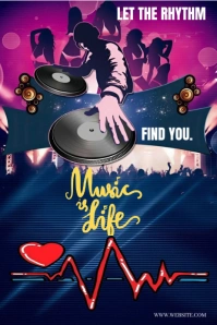 Purple Joyful Images Shows Passion For Music Themed "music Is Life" Pinterest Graphic template