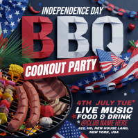 Purple Joyful Independence Day BBQ Cookout Square 方形(1:1) template