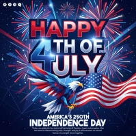 Purple Joyful Independence Day Celebration Square Video Kvadrat (1:1) template