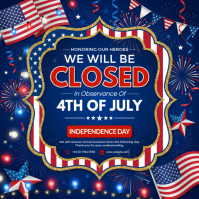 Purple Joyful Independence Day Closure Announcement Instagram Post template
