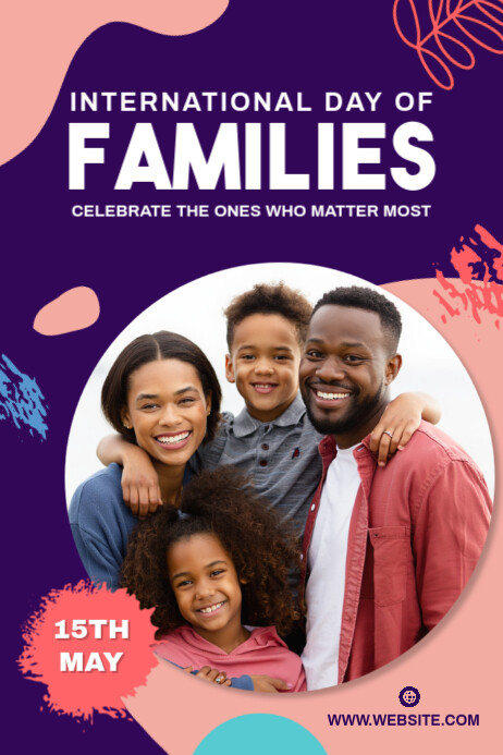 Purple Joyful International Day Of Families Poster template