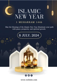 Purple Joyful Islamic New Year  A4 template