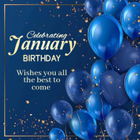 Purple Joyful January Birthday Card  Logo template